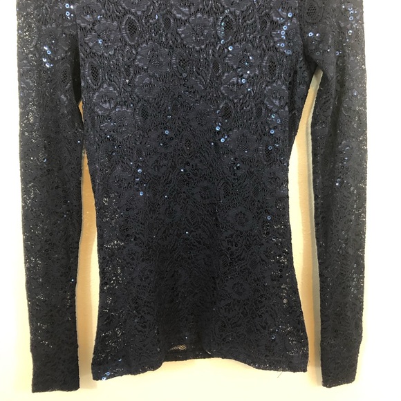 BKE Navy lace and sparkle blouse small NWT - Picture 3 of 8